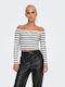 Life Women's Blouse Off-Shoulder Striped White