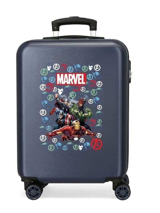 Disney Marvel Avengers Comic Children's Cabin Travel Suitcase Hard Blue with 4 Wheels Height 55cm