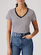 Damen T-Shirt Gestreift Navy