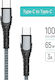 ColorWay Braided USB 2.0 Cable USB-C male - USB-C 65W PD Γκρι 1m CW-CBPDCC040-GR