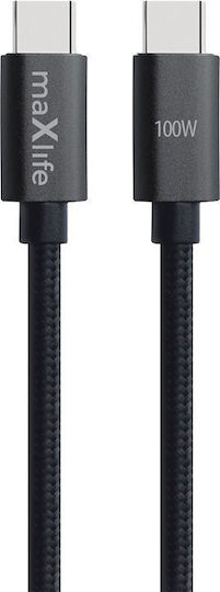 Maxlife USB 2.0 Kabel USB-C männlich - USB-C 100W PD Schwarzes 1m