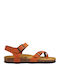 Leather Women's Flat Sandals Orange