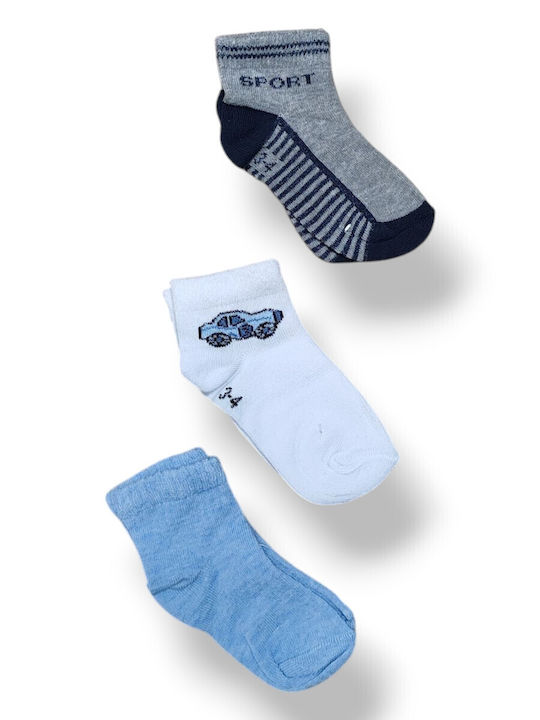 Babydom Șosete pentru Copii Sport Gray, Blue, Light Blue, White 3 Perechi