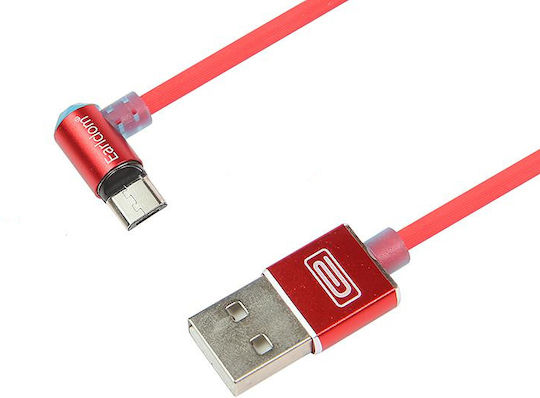 Earldom Regular USB 2.0 to micro USB Cable Κόκκινο 1m (EC-020M) 1τμχ