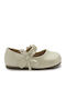 Kids Patent Leather Ballerinas with Hoop & Loop Closure Beige