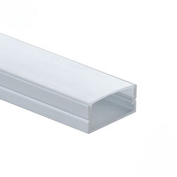 Eurospot Προφίλ Αλουμινίου Ασημί Led Ταινίες L=2m 23.5x9.8mm Γαλακτερό Κάλυμμα 5110