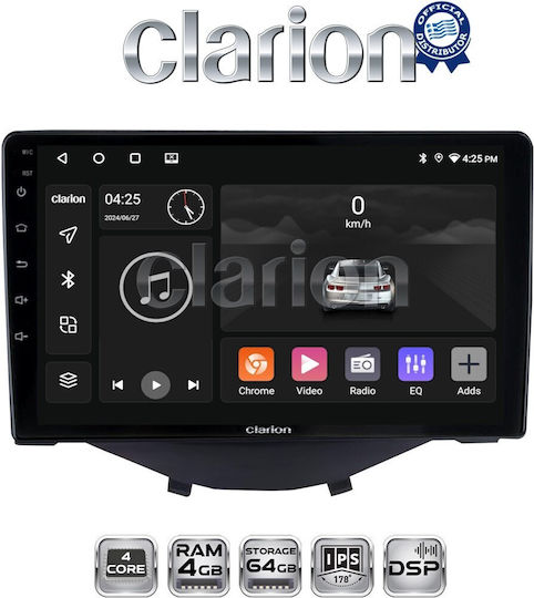 Clarion Car Audio System for Peugeot 107 Toyota Aygo Citroen C1 2014 (Bluetooth/USB/WiFi/GPS/Apple-Carplay/Android-Auto)