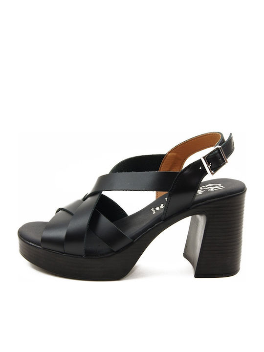 Oh My Sandals Leder Sandalen Schwarz