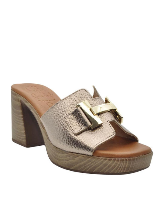 Oh My Sandals Doya Δερμάτινα Πέδιλα Χρυσά