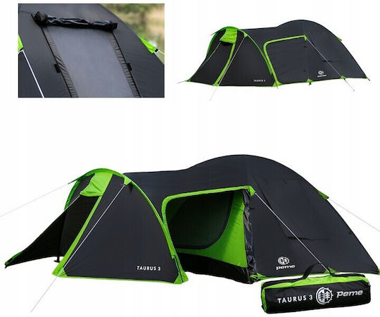 Iso Trade Camping Tent Tunnel Black 3 Seasons For 3 People 125cm