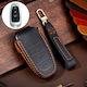 Hallmo Car Cowhide Leather Protective Key Cover Case for Hyundai 3 Buttons Black