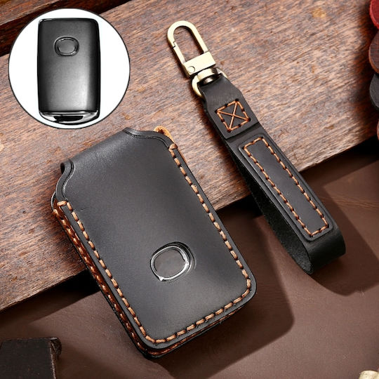 Hallmo Car Cowhide Leather Protective Key Cover Case New Mazda Axela Black