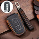 Hallmo Car Cowhide Leather Protective Key Cover Case for Kia K2 K3 K5 3 Buttons Black