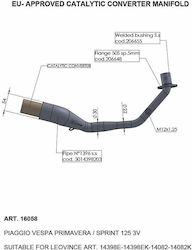 Leovince Катализатор Стоманен 4-тактов 16058 Vespa Primavera 125 Iget Abs 21-23 Vespa Sprint 125 Iget Abs 21-23 Vespa Primavera 125 S Iget Abs 21-23