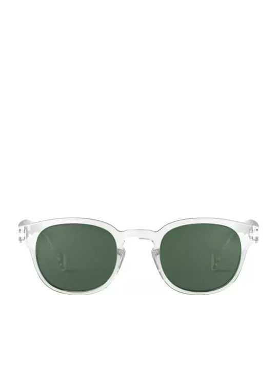 Izipizi Unisex Sunglasses with Transparent Plastic Frame and Green Polarized Lens