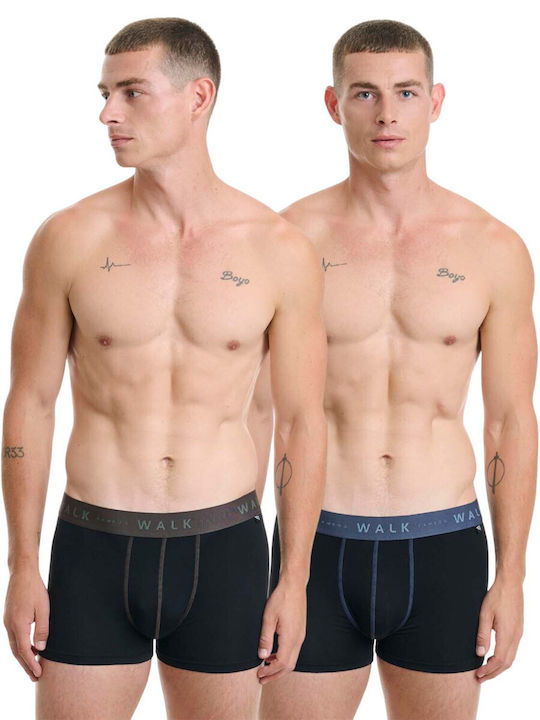Walk Ανδρικά Μποξεράκια Μαύρο 2Pack