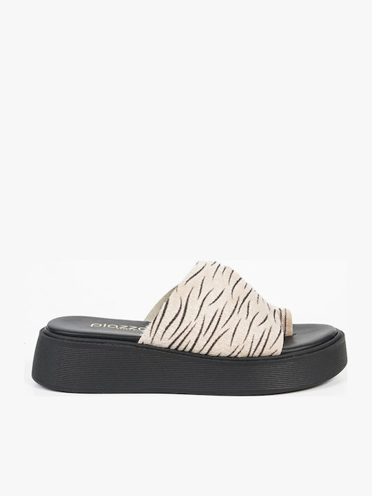 Women's Flat Sandals Flatforms in Ecru Color
