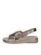 Leder Flache Sandalen für Damen Flatforms in Gold Farbe
