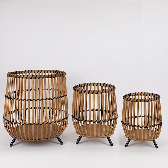 Set Decorative Baskets Wicker Beige 42x42x46cm 3 Pieces