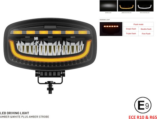 Rectangleς Headlights Car LED 10 - 30V 60W 24.7cm with White Lighting 1pcs
