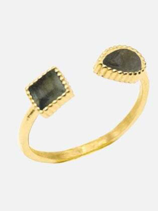 AEC Paris Damen Ring mit Steinen aus Stahl Vergoldet