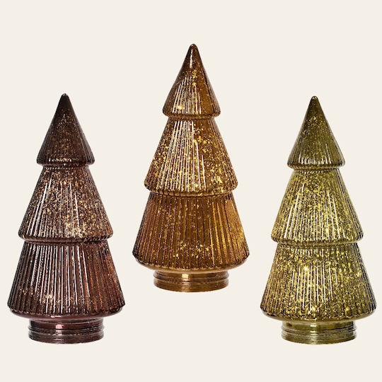 Christmas Decorative Illuminated Glass Tree 23cm Gold