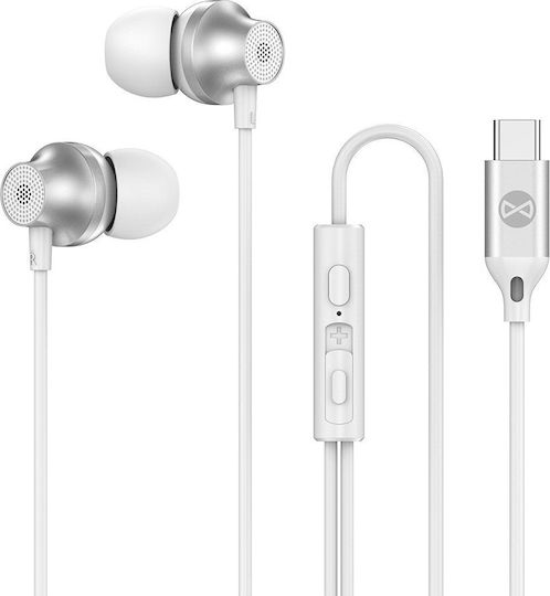 Forever Ep-02 In-ear Handsfree Ακουστικά με Βύσμα USB-C Λευκό