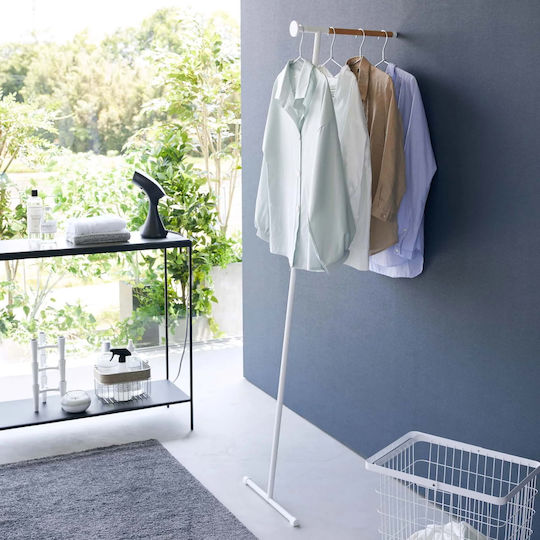 Yamazaki Wall Mounted Metallic Coat Rack White Tower 38.5x47x162cm