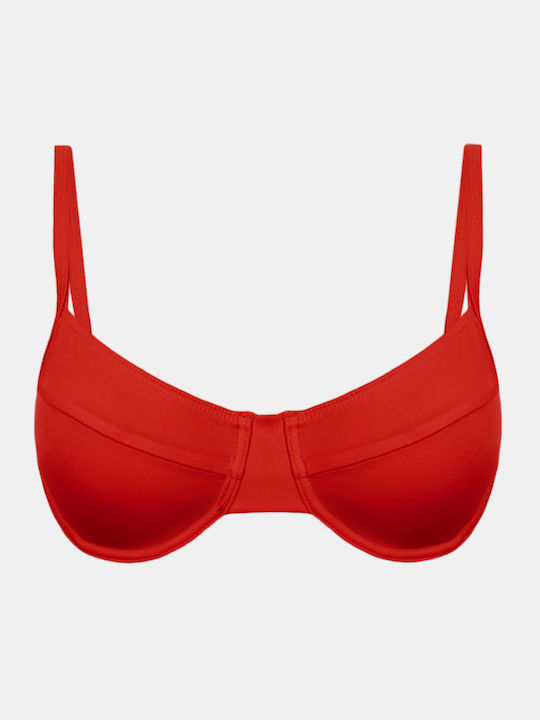 Top Bikini cu Sârmă Moale Roșu