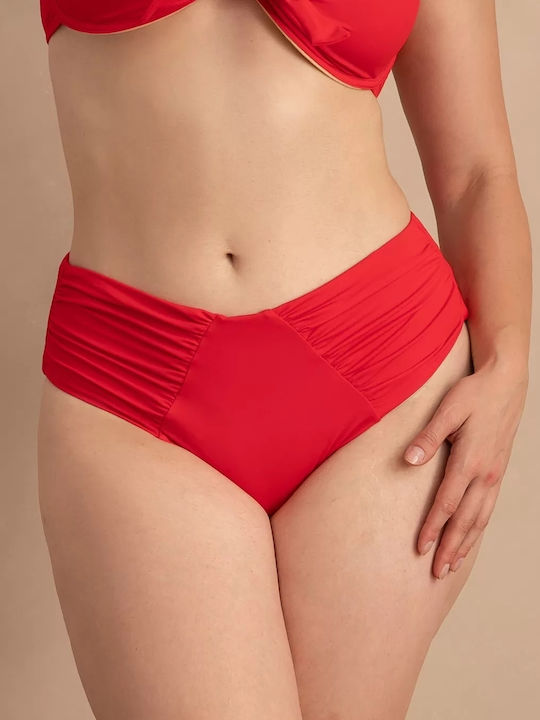 Geraffte rote Bikinihosen