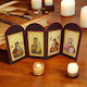 Vierteilige Ikone der Jungfrau Maria und Christus Holz 30x14cm 1ek68