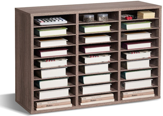 Vevor Wooden Literature Organizer 27 Διαμερισμάτων Αφαιρούμενα Ράφια Μαύρο-γκρι