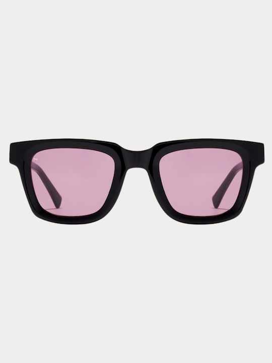Hawkers Uptown Unisex Sunglasses with Black Horn-Rimmed Frame and Black Lenses
