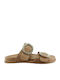 Leather Women's Flat Sandals in Pink Color