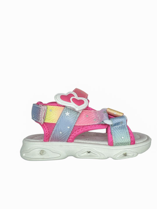 Kids' Sandals with Velcro & Lights Fuchsia