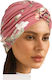 Damen Weiches Stoff-Haarturban Blume Dunkelrosa
