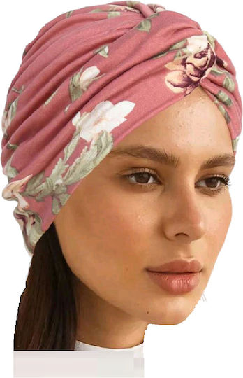 Damen Weiches Stoff-Haarturban Blume Dunkelrosa