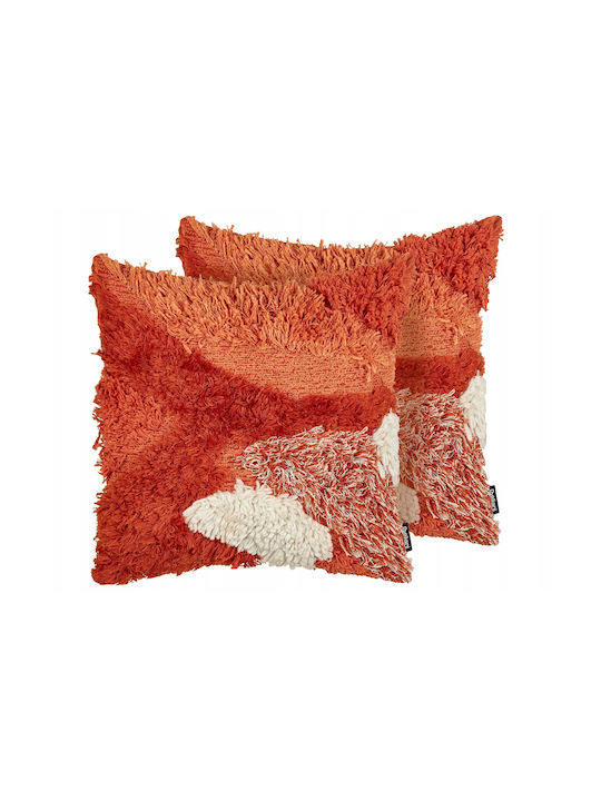 Beliani Μαξιλάρι Καναπέ Sagenia από 100% Βαμβάκι Orange 45x45εκ.