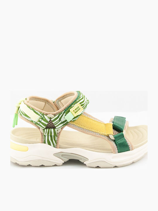 Flache Sandalen für Damen in Grün Farbe