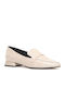 Δερμάτινα Γυναικεία Loafers σε Μπεζ Χρώμα