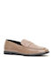 Leather Women's Loafers in Beige Color