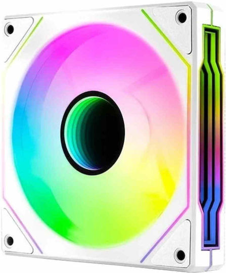 Aerocool Phantom M-3 Корпусен вентилатор 120мм с ARGB осветление и връзка 3-Pin / 4-изводна ШИМ 1бр Бял