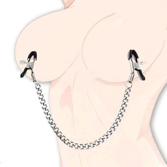 Nip Jewel Nipple Clamps Chain Σφιγκτήρες Θηλών Μεταλλικοί & Αλυσίδα Black