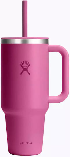 Hydro Flask Travel Tumbler Handled Tumbler Thermos Stainless Steel 1.18lt Reef with Straw and Handle