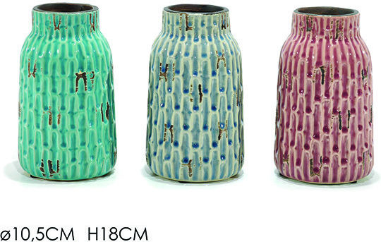 General Trade Set Ceramic Decorative Vases 10.5x18cm 2 Pieces Various Colors