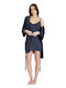 Pijadore Sommer Damen Robe mit Nachthemd Anthracite
