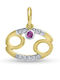 Krebs Tierkreiszeichen Charm aus 9K Gold mit Zirkon KР2961