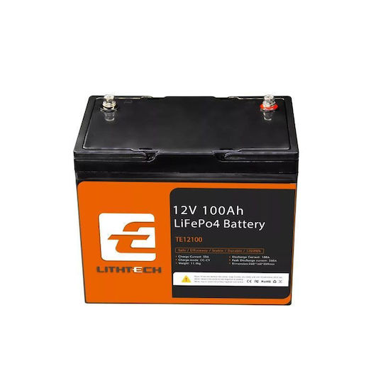 Lifepo4 Lithtech Bluetooth Μπαταρία Φωτοβολταϊκών Λιθίου 12V 100Ah