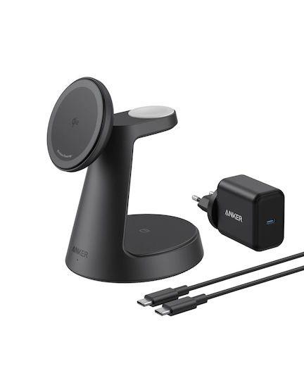 Anker Ασύρματος Φορτιστής Qi2 και Καλώδιο USB-C - USB-C 15W Charger and Cable Included (MagGo 3-in-1)