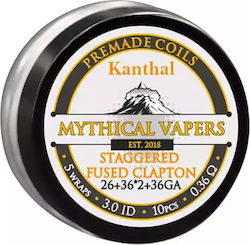 Mythical Vapers Staggered Fused Clapton Kanthal A1 0.36 Ohm Mythical Vapers Staggered Fused Clapton Kanthal A1 0.36 Ohm